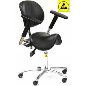 ESD Anti Static Saddle Stool with Back rest and Arms