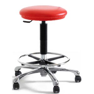 High Upholstered Chrome Stool