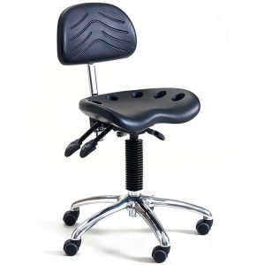 Chrome Tractor Seat Stool with Back Rest